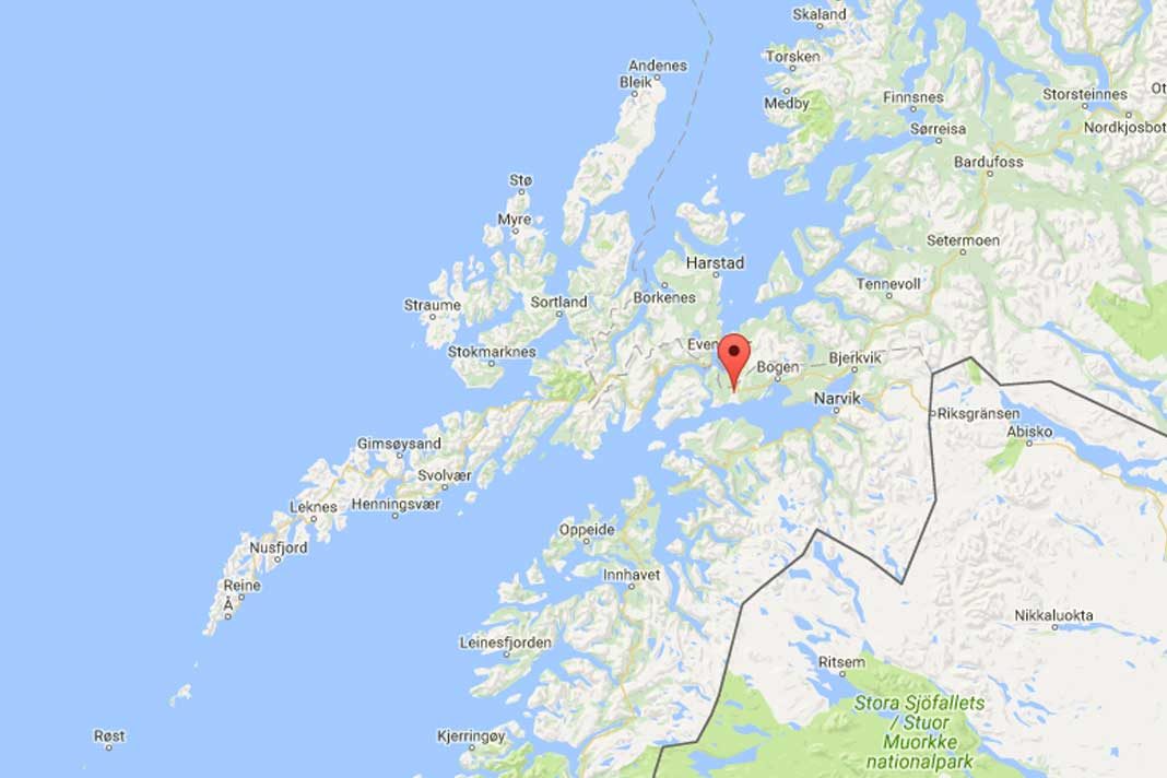 google maps evenes flyplass veggfjellet